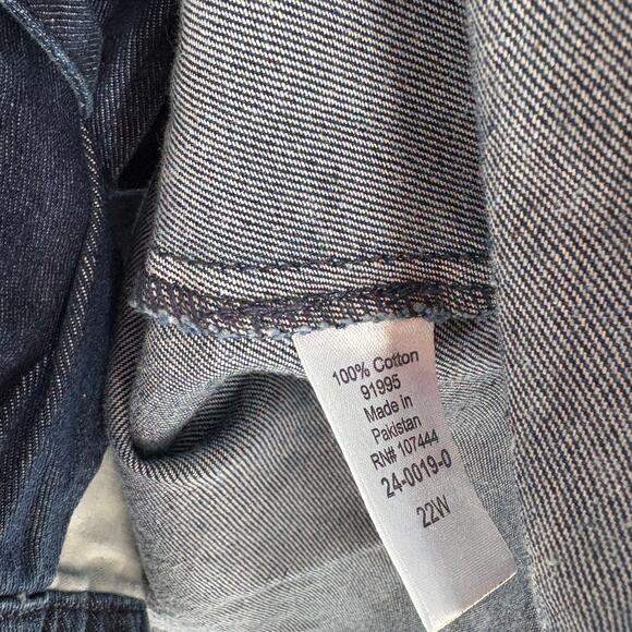 Jessica London Denim Jacket 22 22W Button Blazer Coat Coastal Utility Jean - Picture 3 of 6